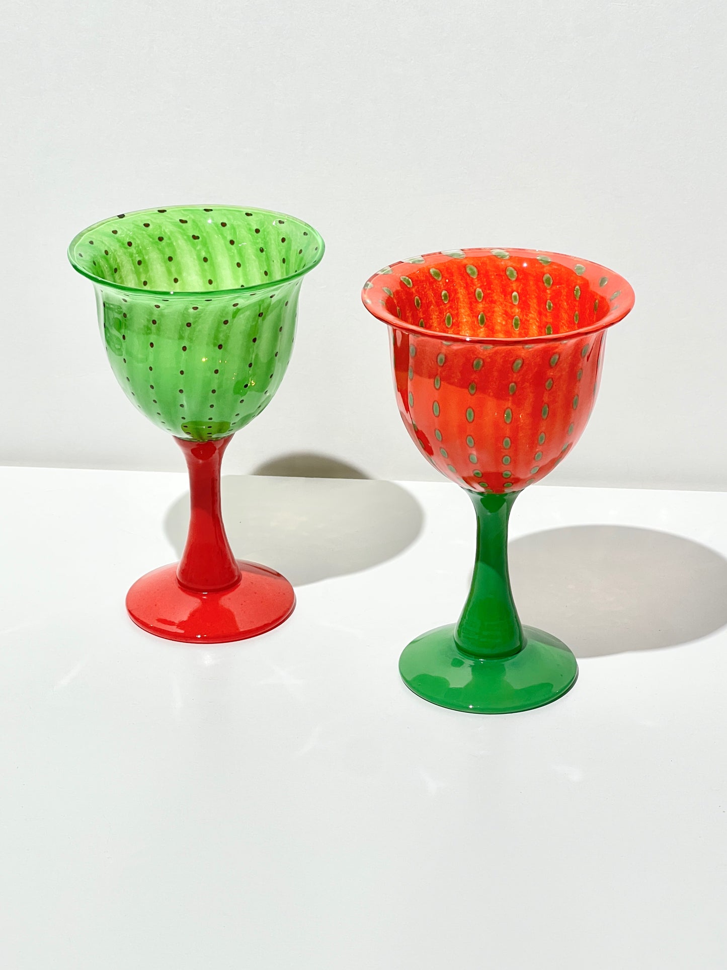 Green Red Polka Dot Glass