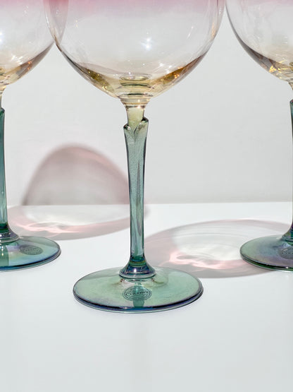 Vintage Sunset Iridescent Wine Glass