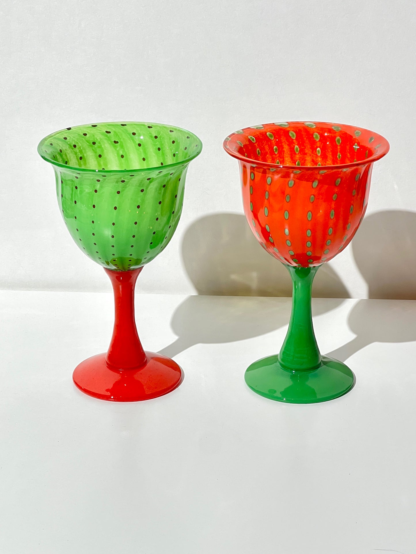 Green Red Polka Dot Glass