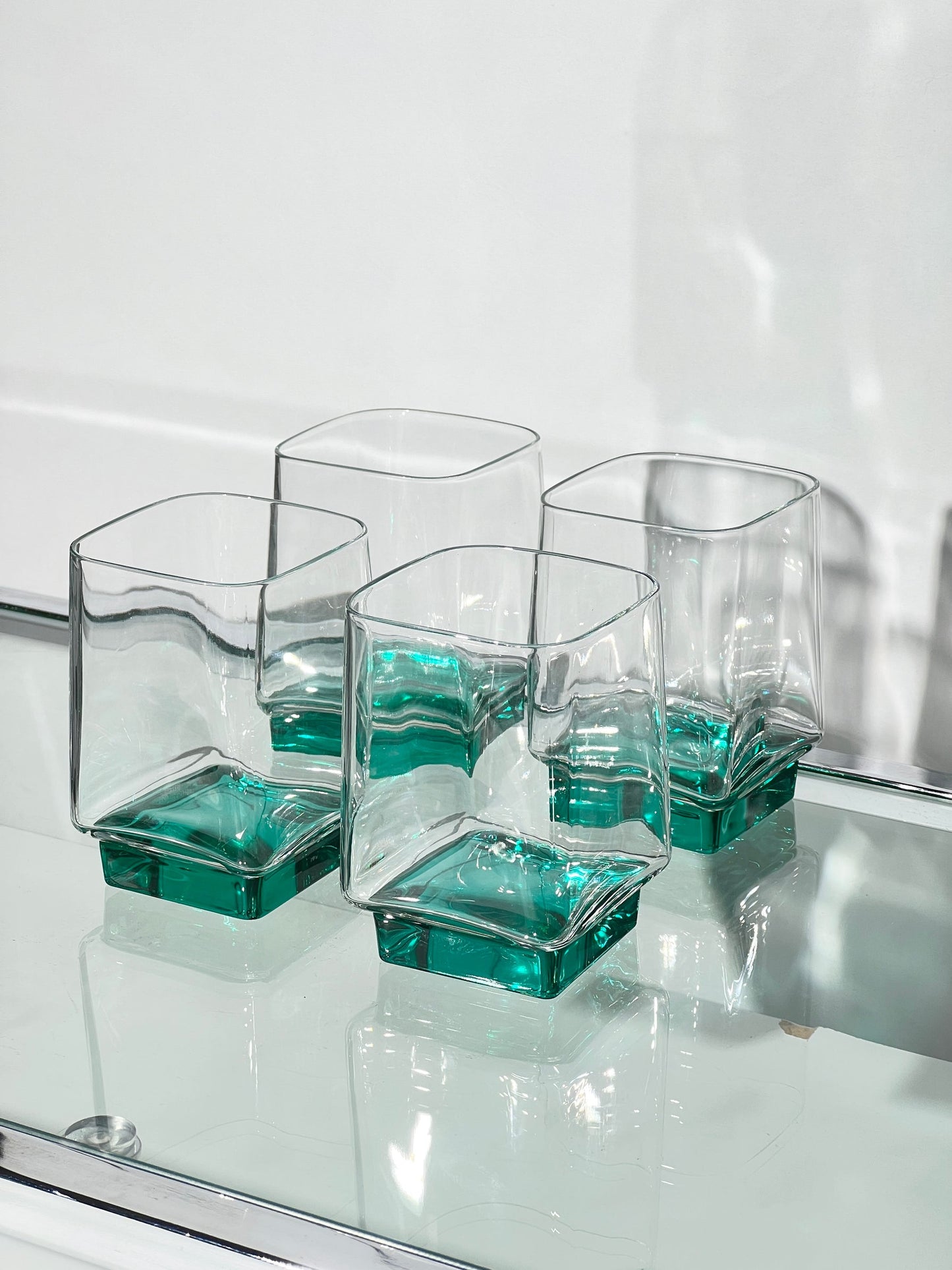 Vintage Turquoise Square Glass