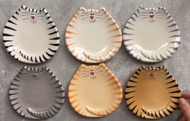 5" Ceramic Cat Dish: Stripes