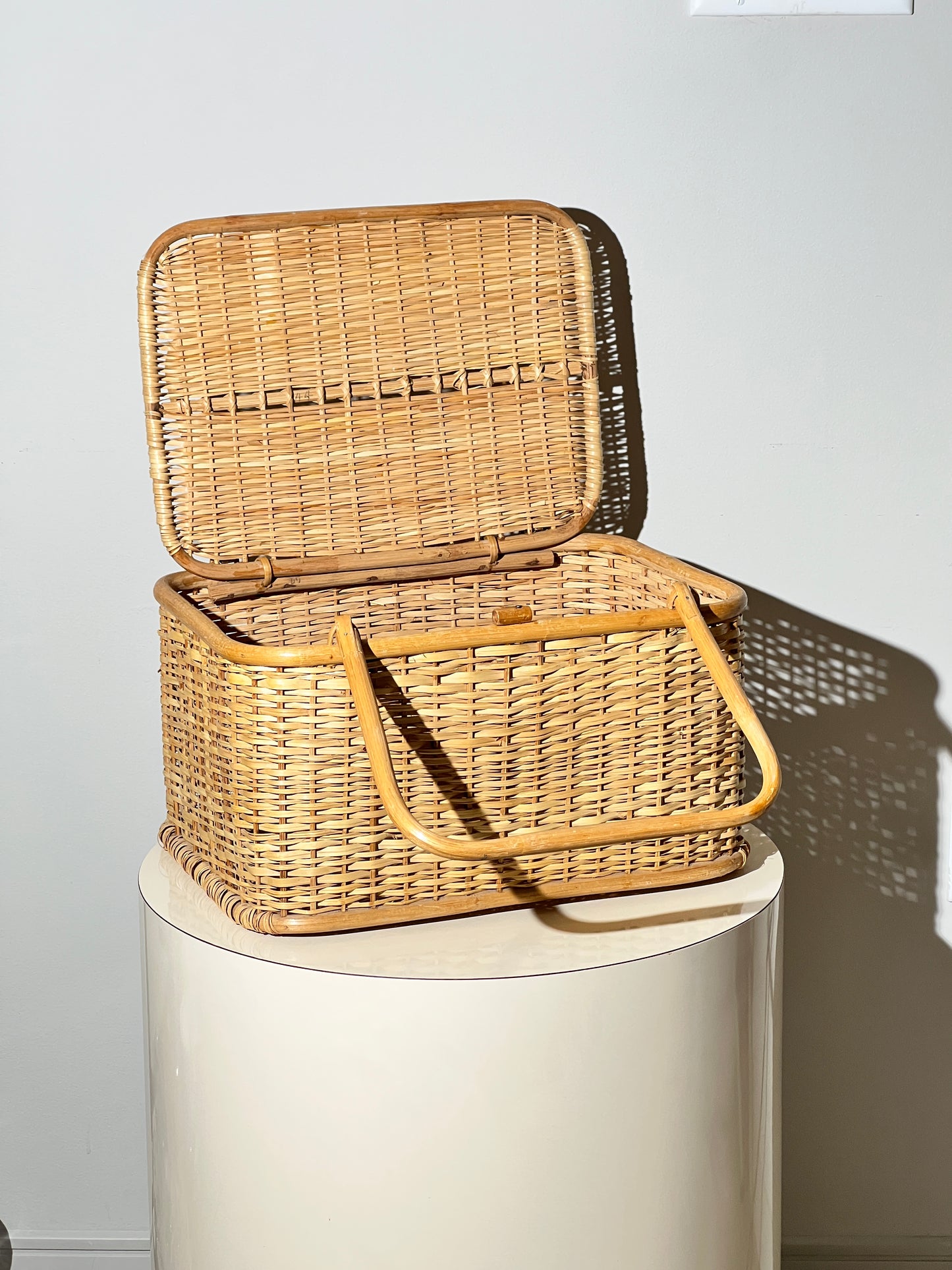 Vintage Rattan Picnic Basket