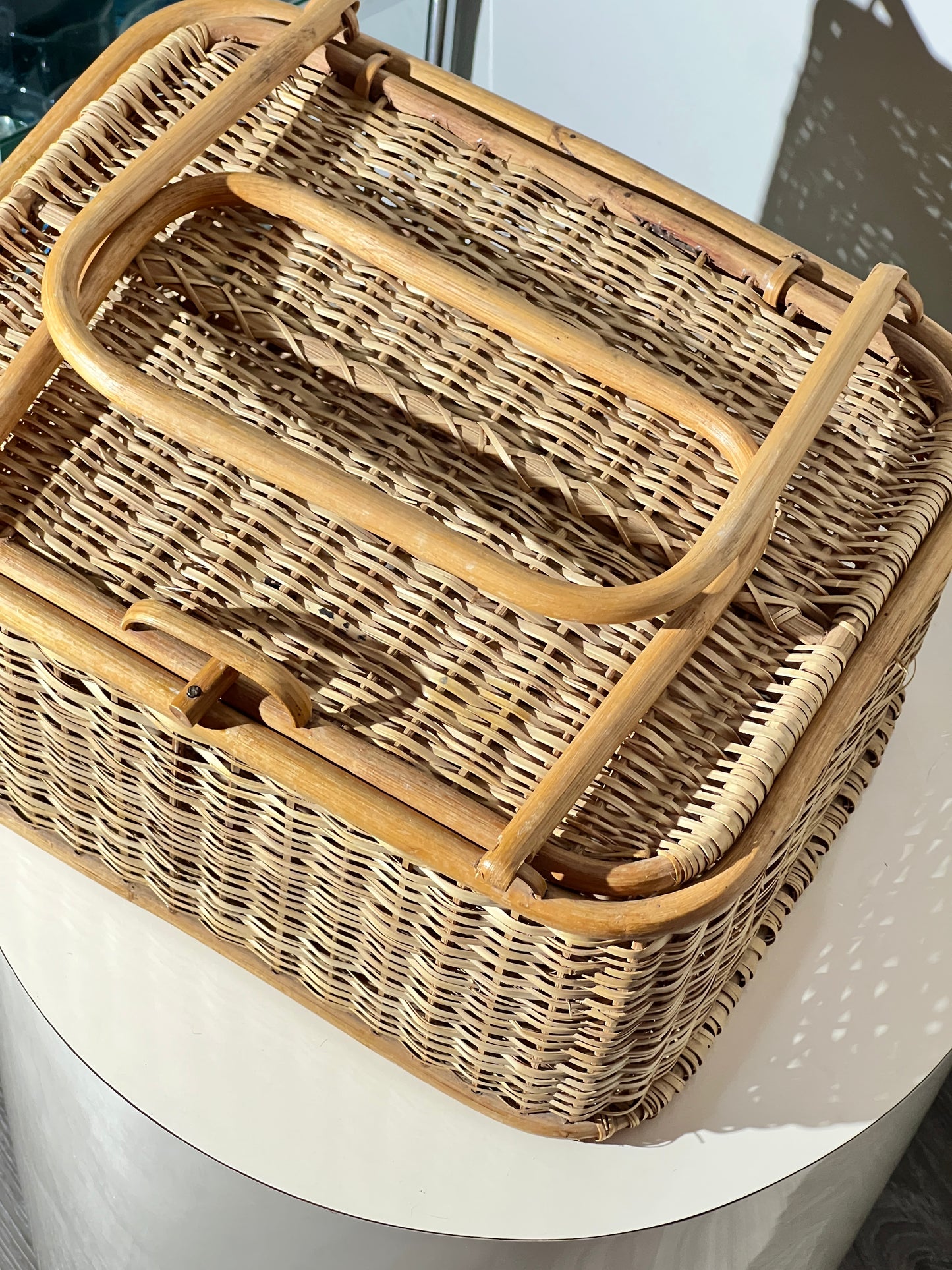 Vintage Rattan Picnic Basket