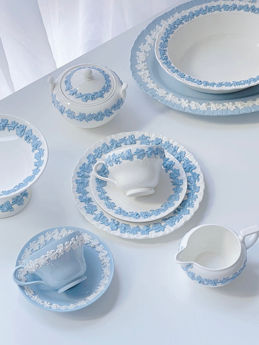 Vintage Embossed Blue&White Dinnerware