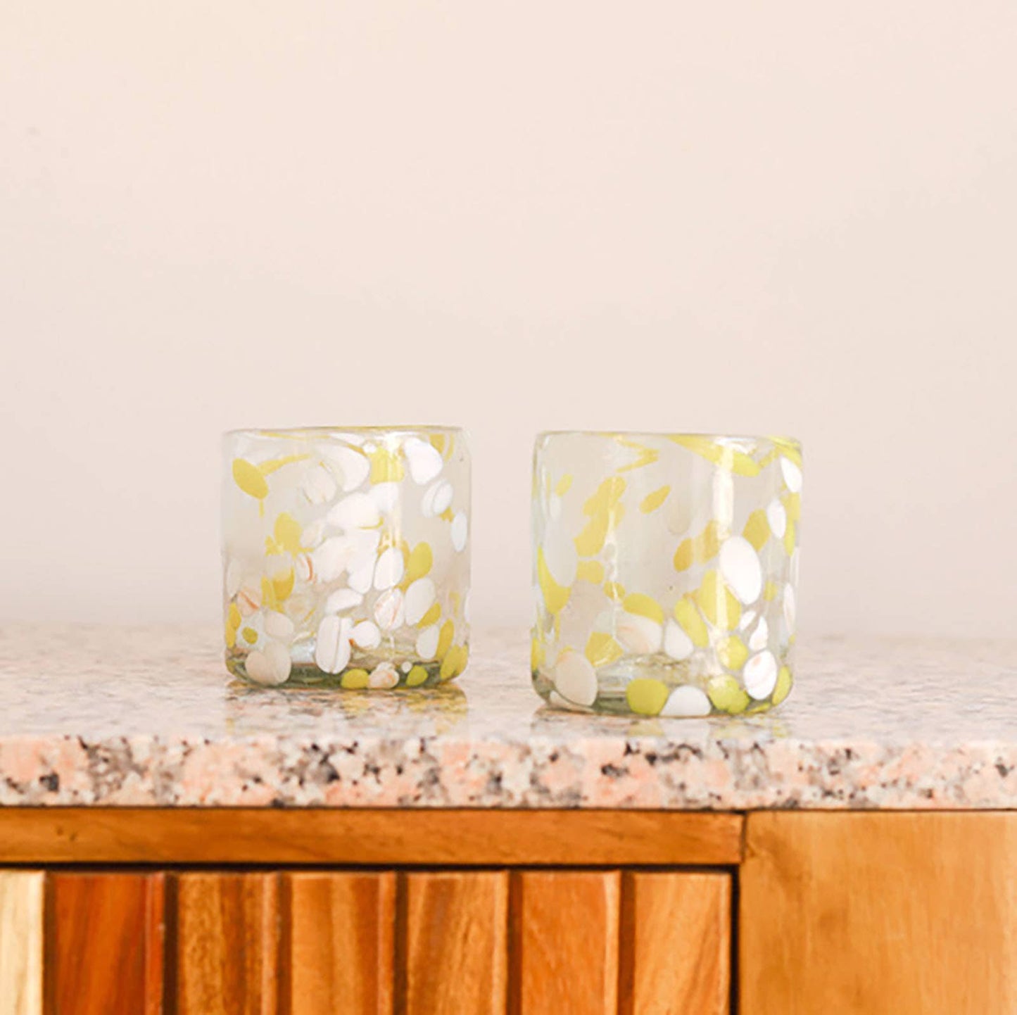 Yellow White Splash Hand Blown Tumbler