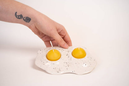 Ceramic Salt & Pepper Double Egg Candle Holder