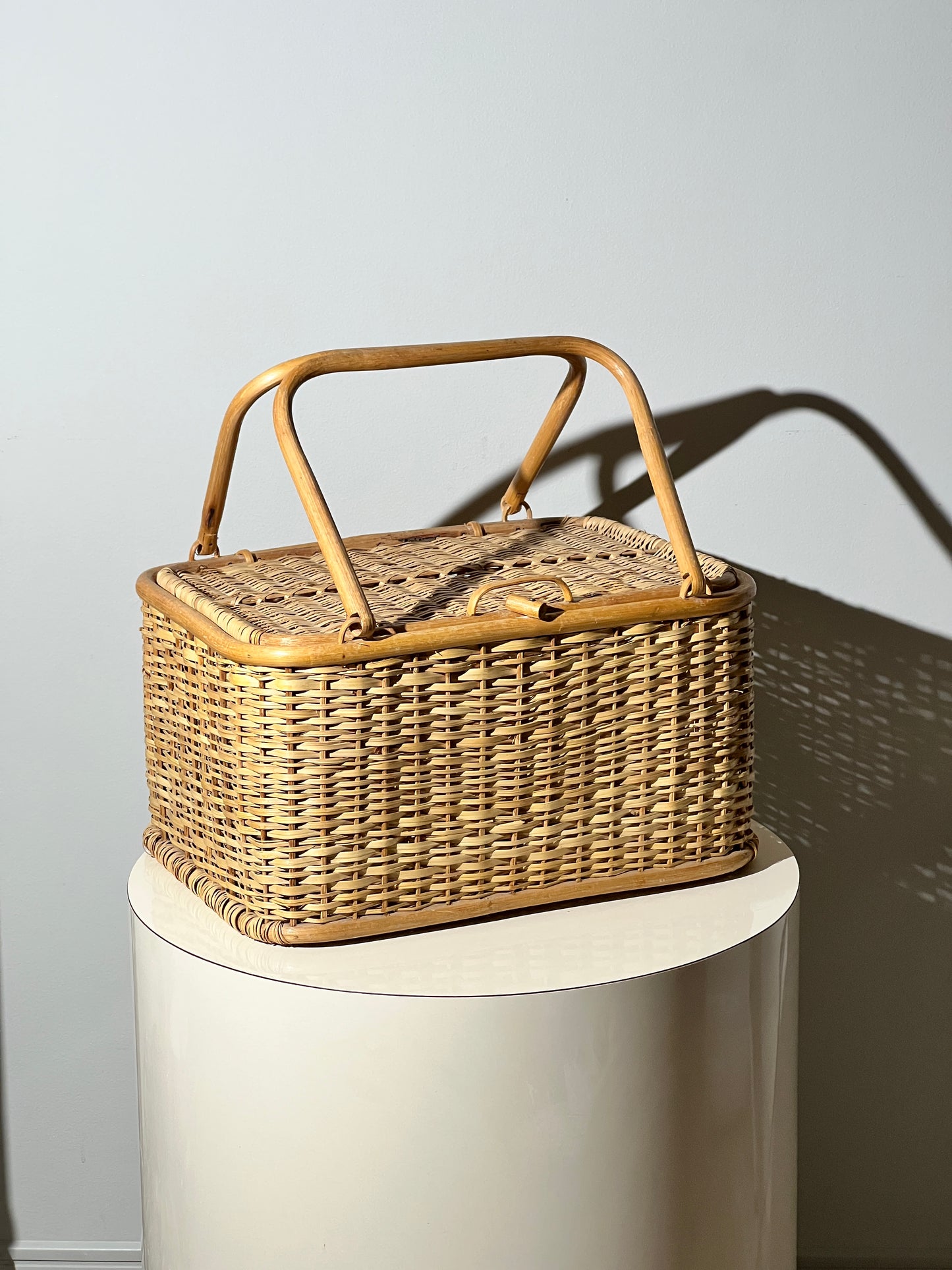 Vintage Rattan Picnic Basket