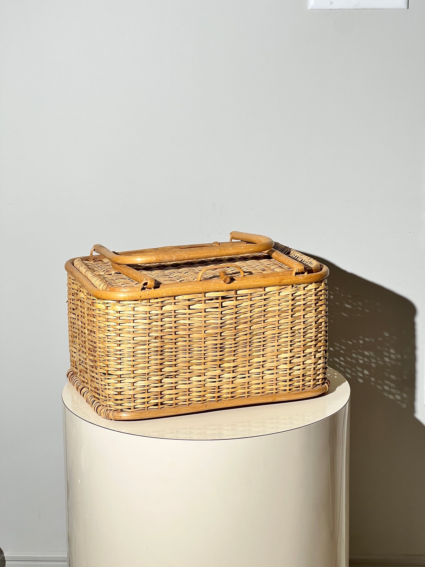 Vintage Rattan Picnic Basket