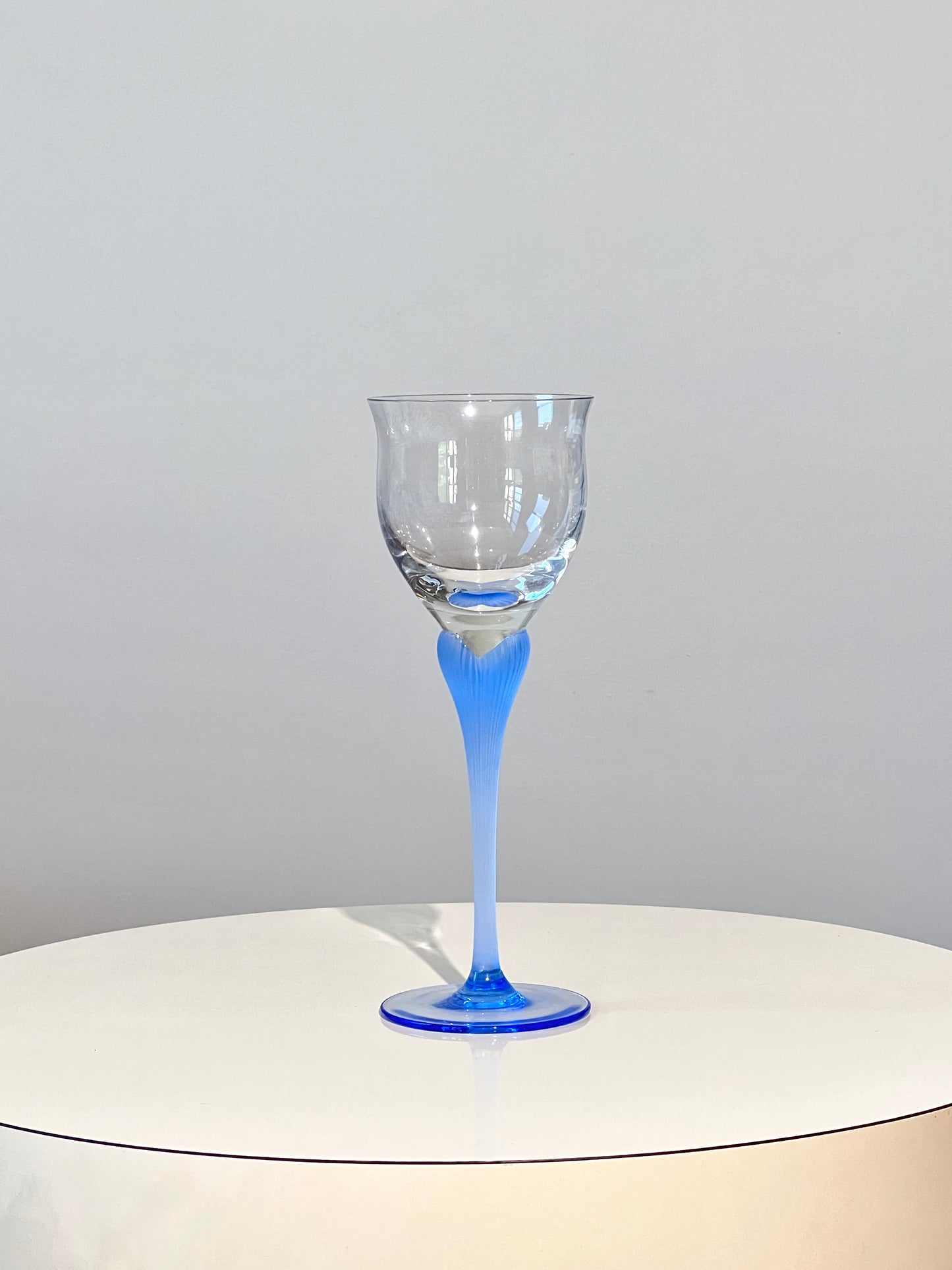 Vintage Blue Mermaid Frosted Stem Glass