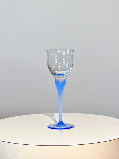 Vintage Blue Mermaid Frosted Stem Glass