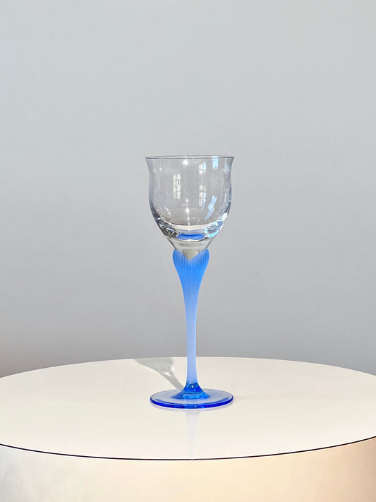 Vintage Blue Mermaid Frosted Stem Glass