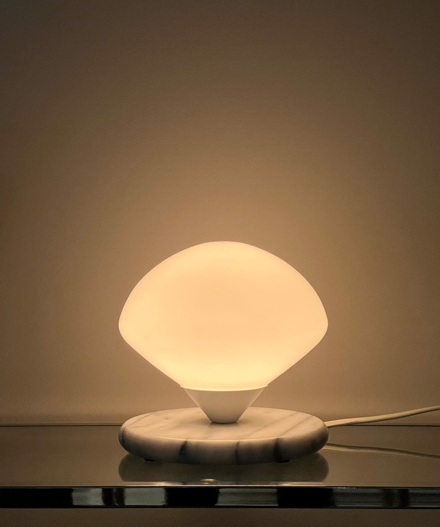 Vintage Marble & Glass Mushroom Lamp