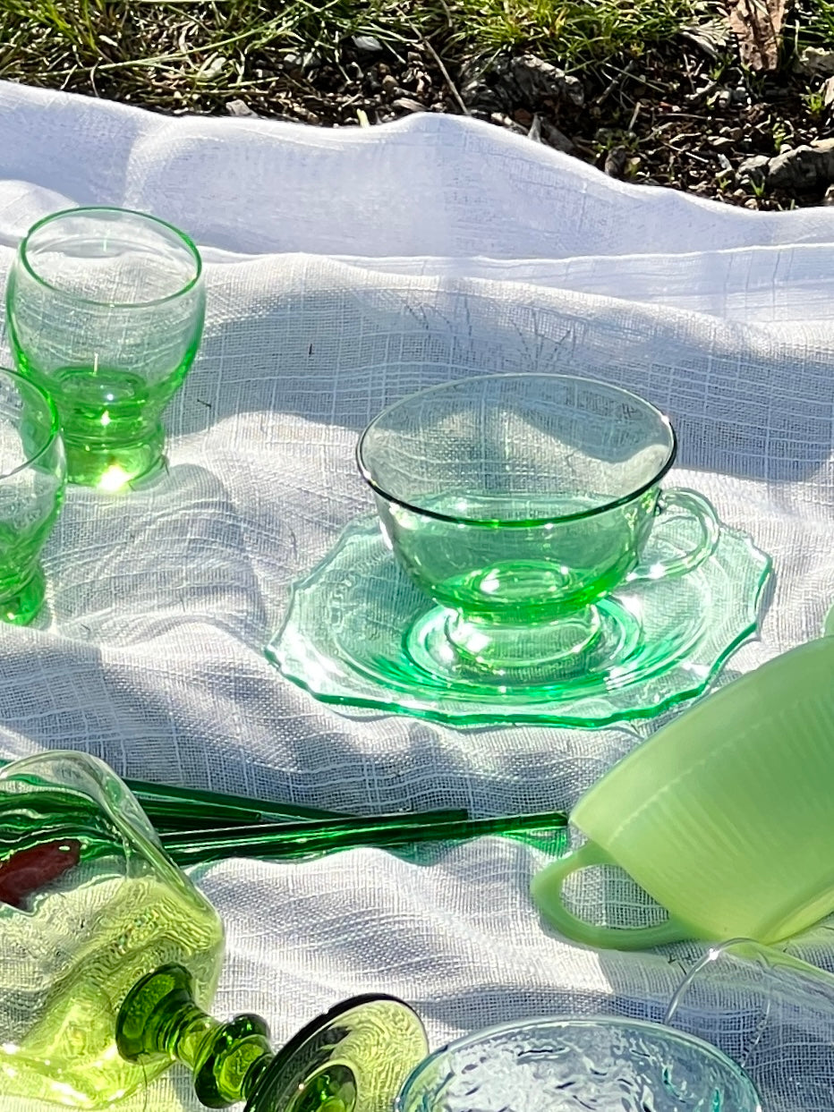 Vintage Square Green Glass