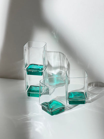 Vintage Turquoise Square Glass