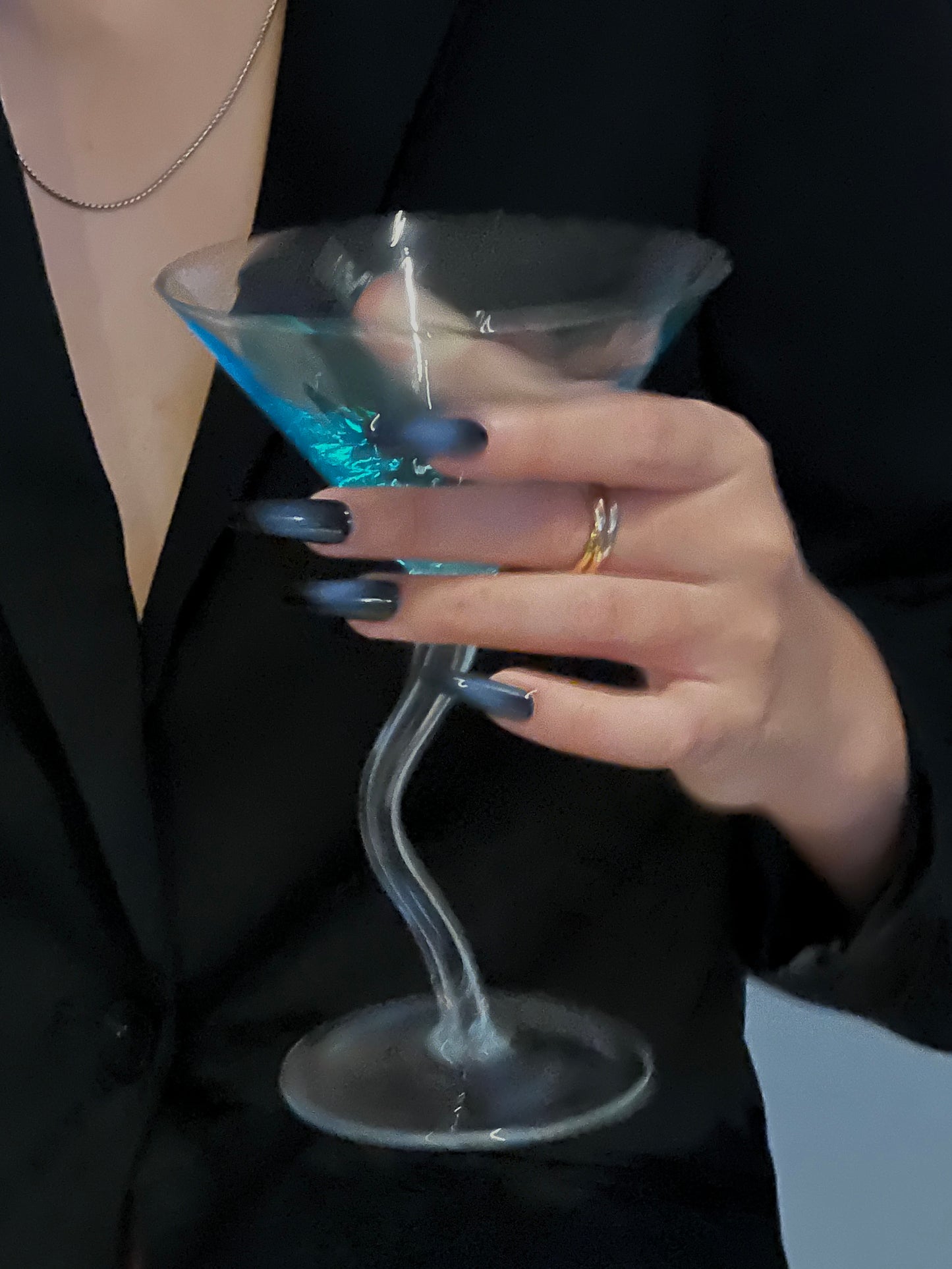 Vintage Aqua Curved Stem Martini