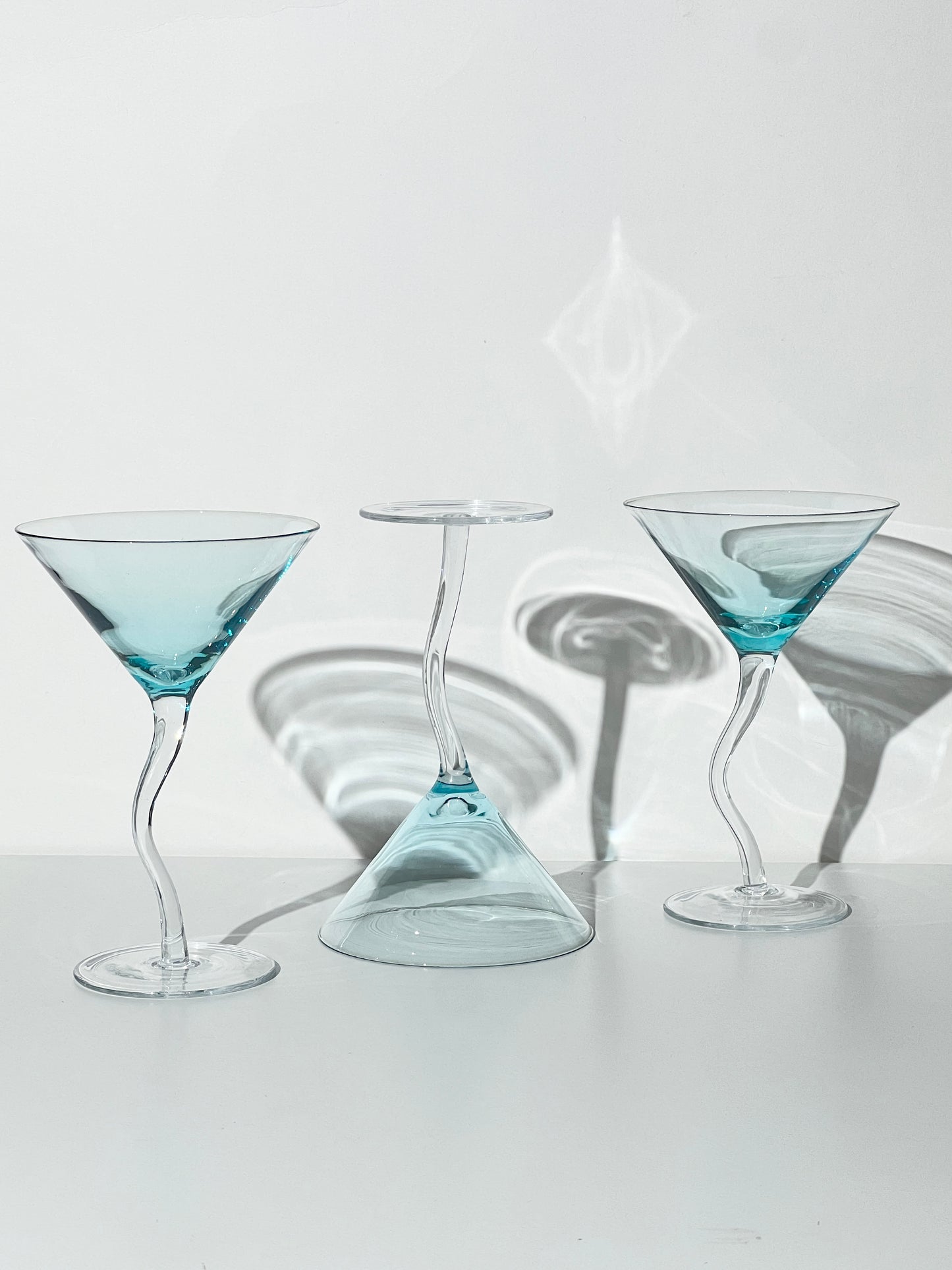 Vintage Aqua Curved Stem Martini