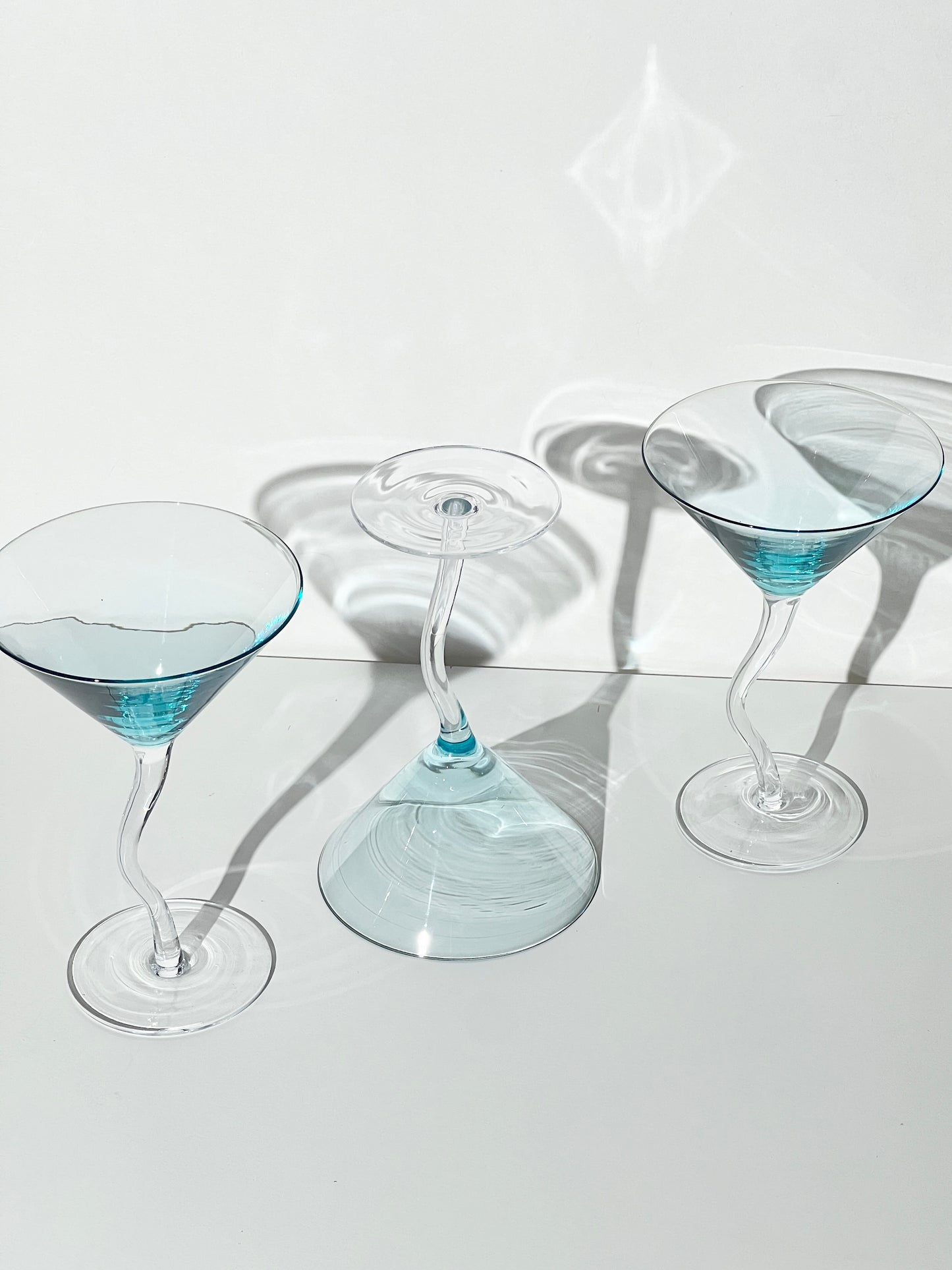 Vintage Aqua Curved Stem Martini