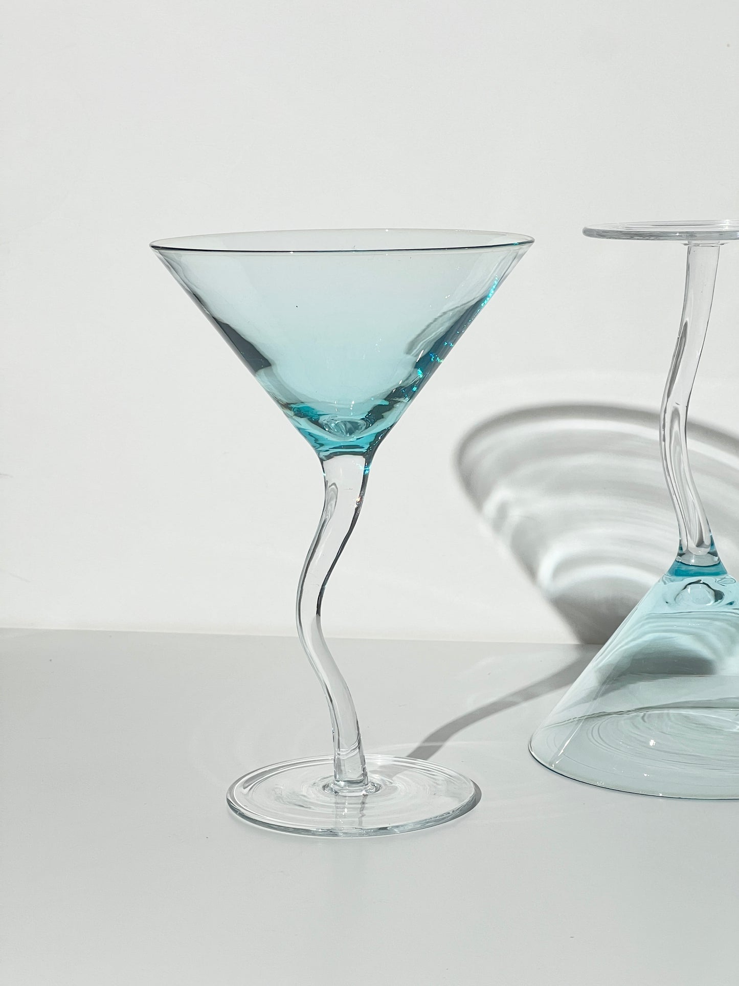 Vintage Aqua Curved Stem Martini