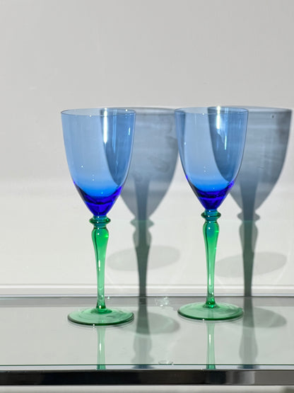 Vintage Blue & Green Crystal Glass