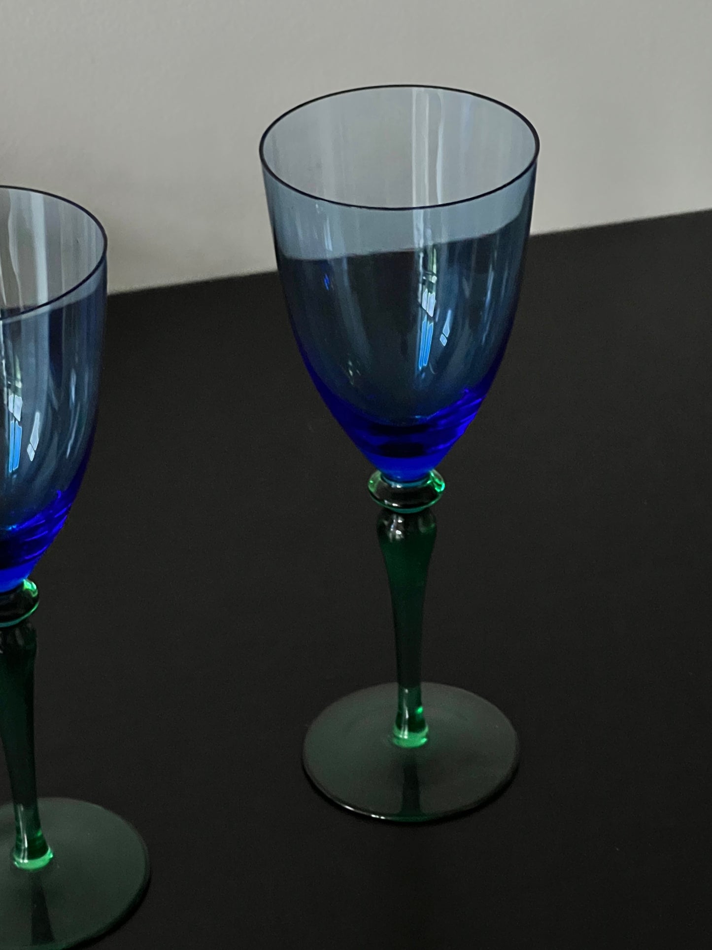 Vintage Blue & Green Crystal Glass