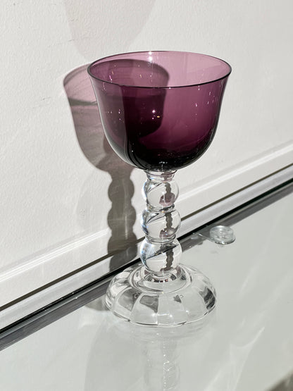 Vintage Bubble Stem Purple Rhine Wine Glass