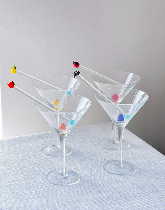 Vintage Fruit Martini w/Matching Stirrer Set