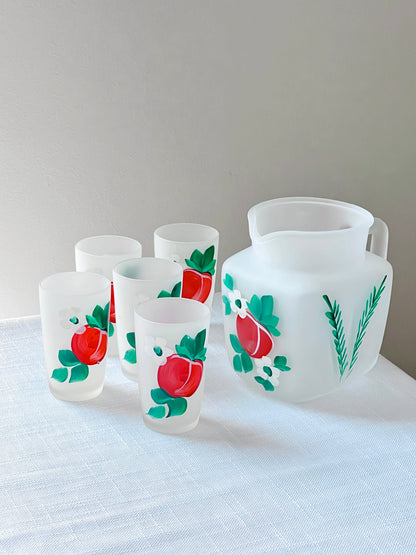 Vintage Hand-Painted Peach Drinking Set