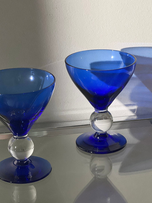 Vintage Contour Cobalt Blue Ball Glass