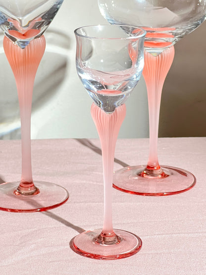 Vintage Pink Mermaid Frosted Stem Glass