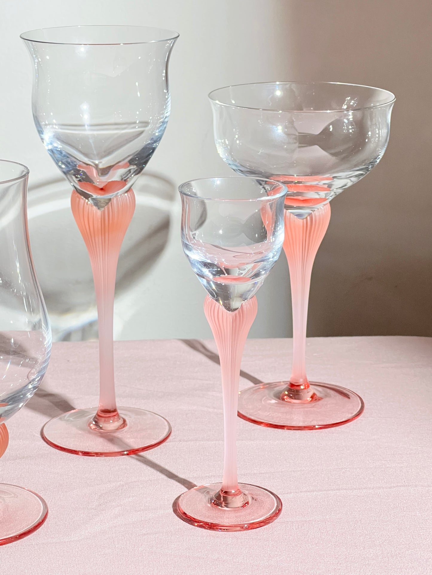 Vintage Pink Mermaid Frosted Stem Glass