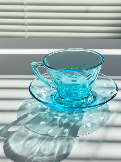 Vintage Blue Dots Coffee Cup & Saucer