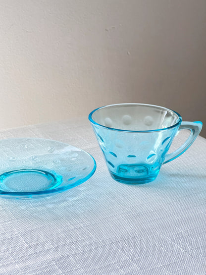 Vintage Blue Dots Coffee Cup & Saucer