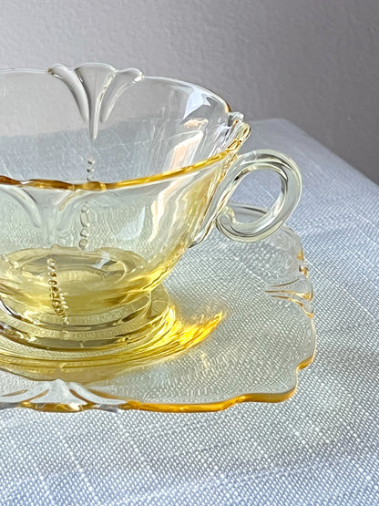 Vintage Yellow Art Deco Cup/Square Saucer