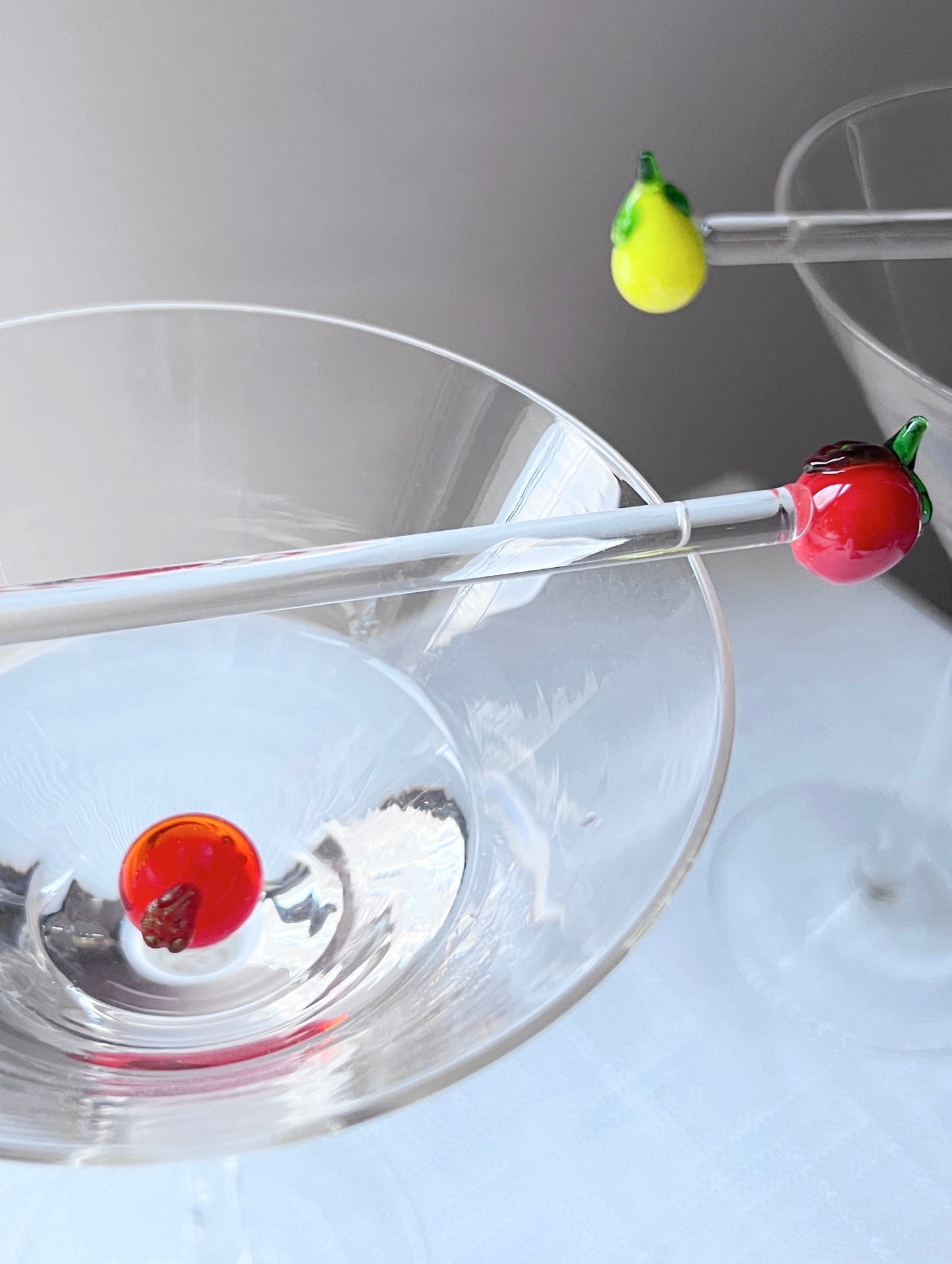 Vintage Fruit Martini w/Matching Stirrer Set