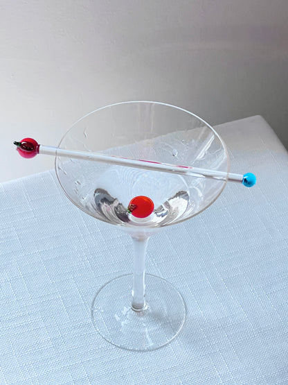 Vintage Fruit Martini w/Matching Stirrer Set