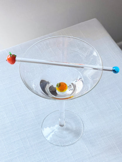 Vintage Fruit Martini w/Matching Stirrer Set