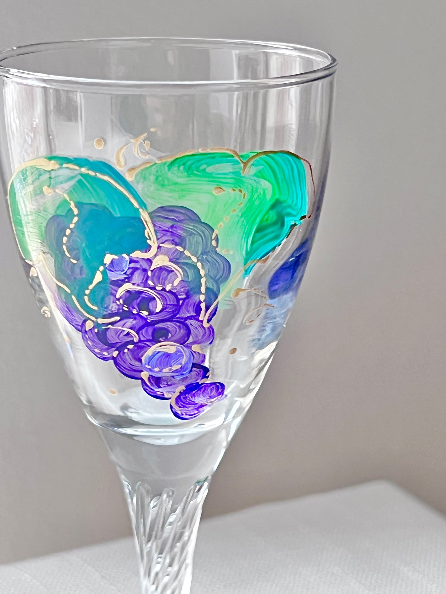 Vintage Hand-painted Grape Glass