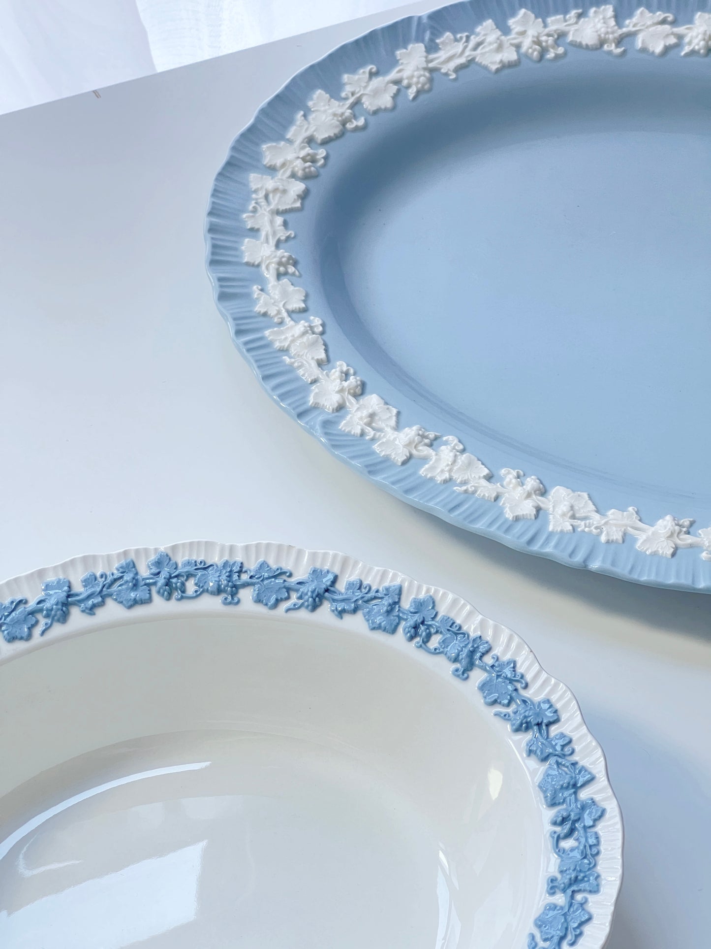 Vintage Embossed Blue&White Dinnerware