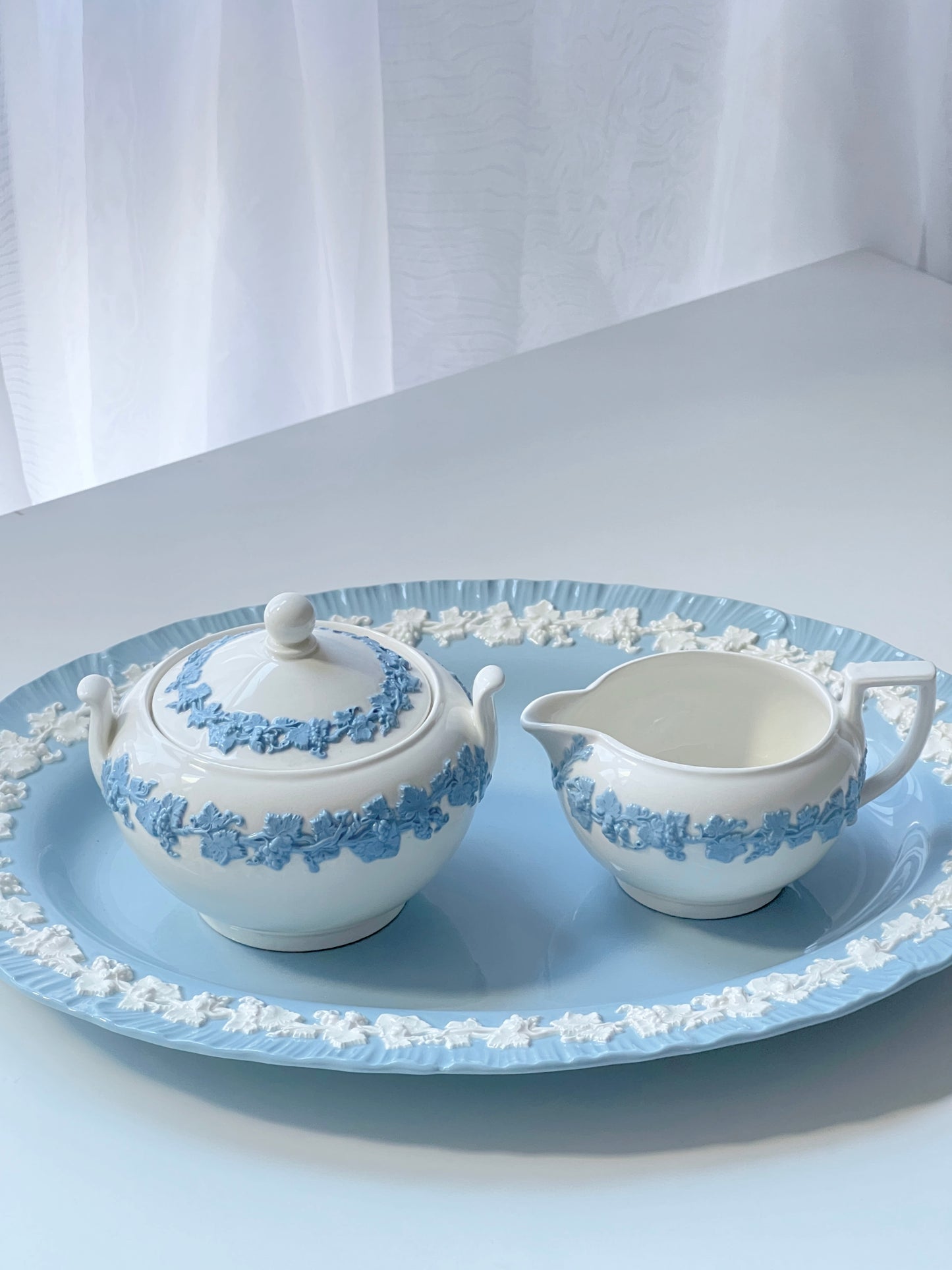 Vintage Embossed Blue&White Dinnerware