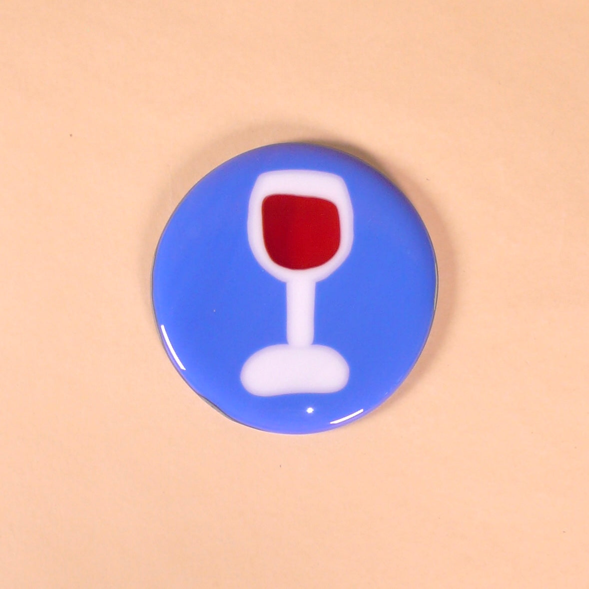 Happy Hour Glass Coaster - Blue Red Wine