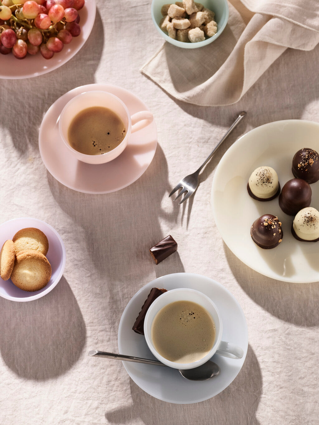 Milk Glass Cup & Saucer - Blue Fog