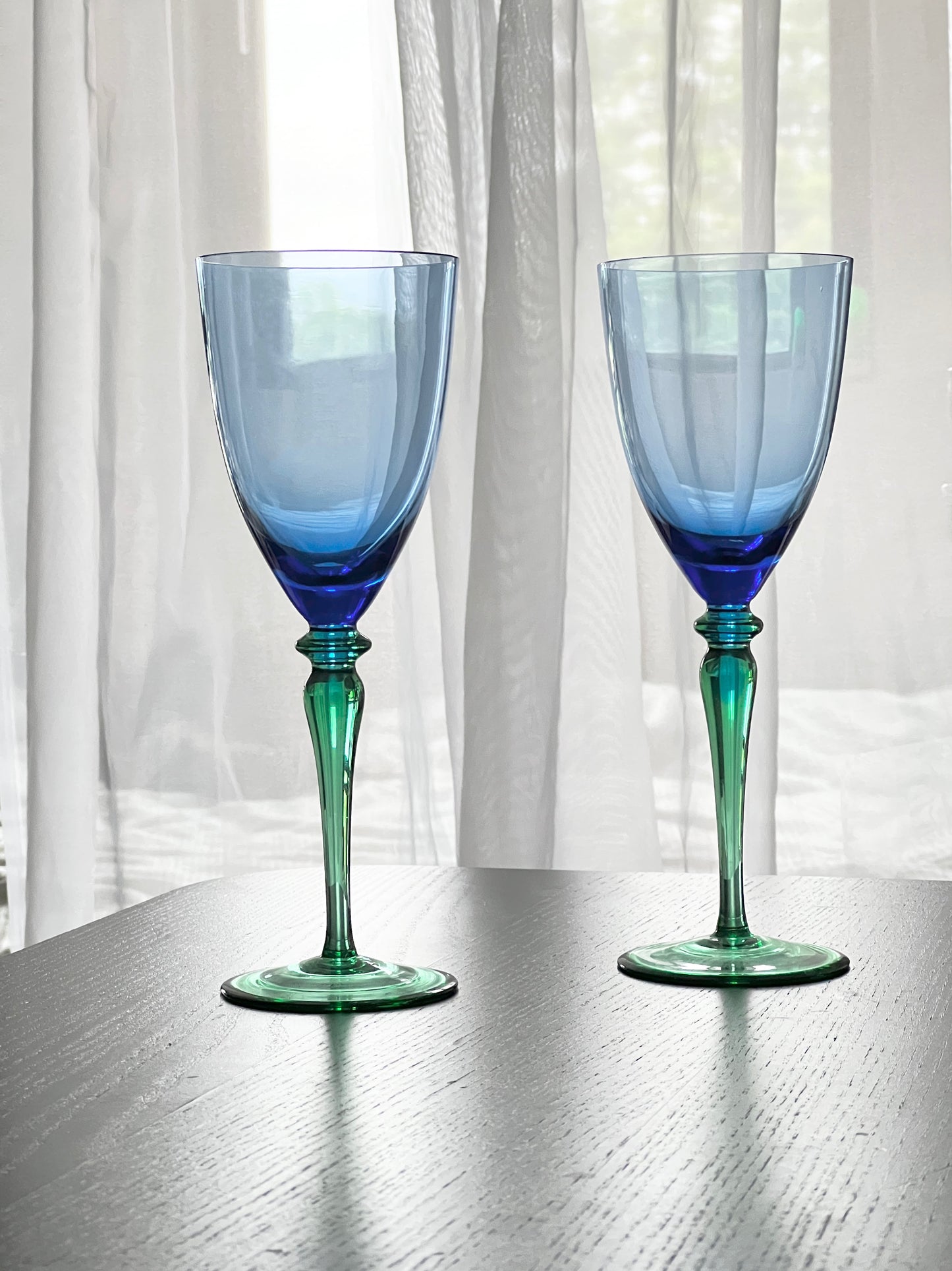 Vintage Blue & Green Crystal Glass