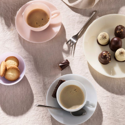 Milk Glass Cup & Saucer - Peach